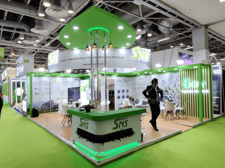 This is a Renewable Energy India (REI) Expo stand image that was constructed Interior Today.