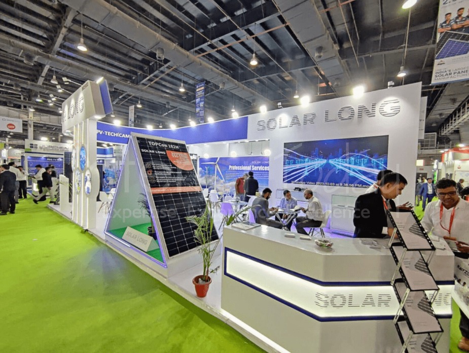 This is a Renewable Energy India (REI) Expo stand image that was constructed Interior Today.