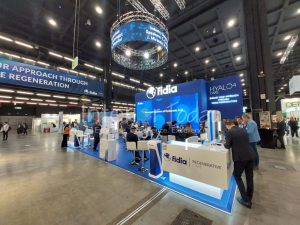 Unique booth with hanging concept by Interior Today in Italy