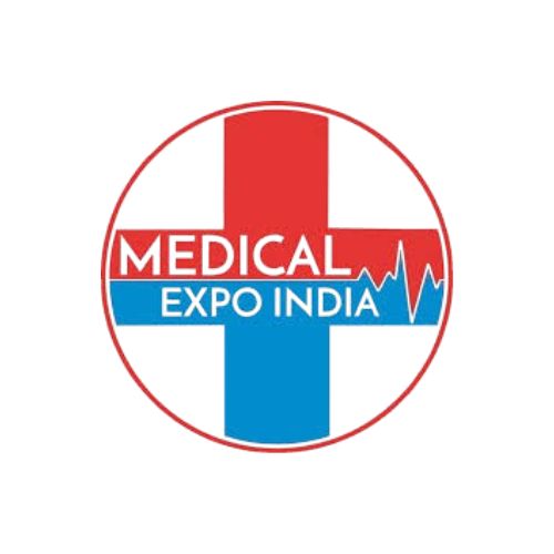 This is the image of the Medical Expo India 2024 logo and Interiors Today designs and build high quality exhibition stands for the event.