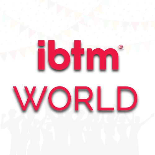 This image represents the logo of IBTM World 2025, and we are the best exhibition stand manufacturer company in Barcelona, Spain for this event.