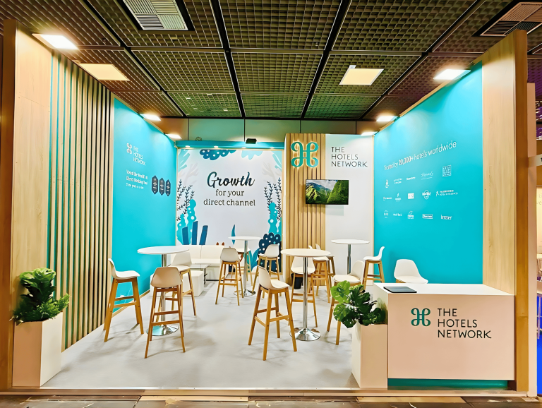 Booth structure with lighting setup by Interior Today at ITB Berlin