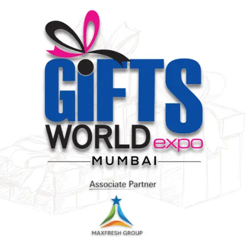 This image represents the official logo of Gifts World Expo, and the best exhibition stand designer, builder, contractor and fabricator company in Mumbai, India for this event.
