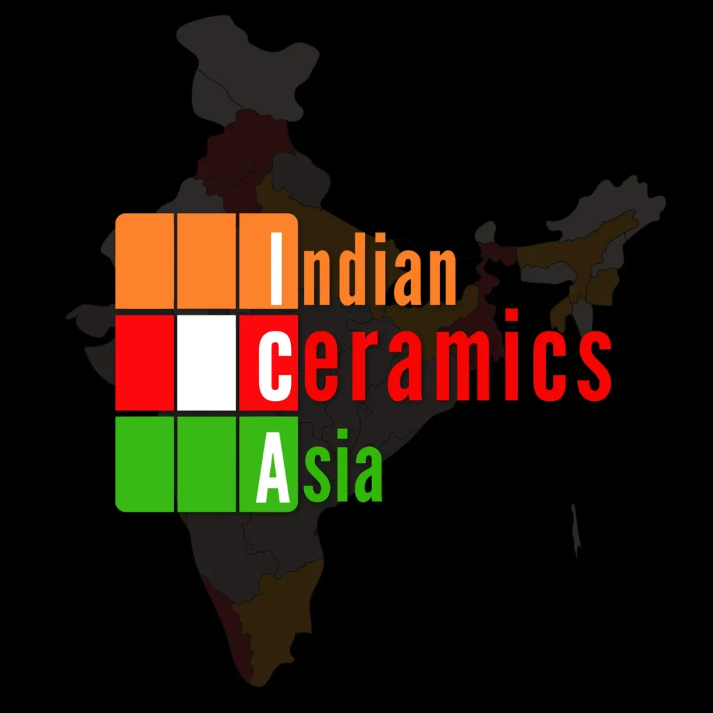 This image represents the official logo of Indian Ceramics Asia, and the best exhibition stand designer, builder, contractor, and fabricator company in Gujarat, India, for this event.