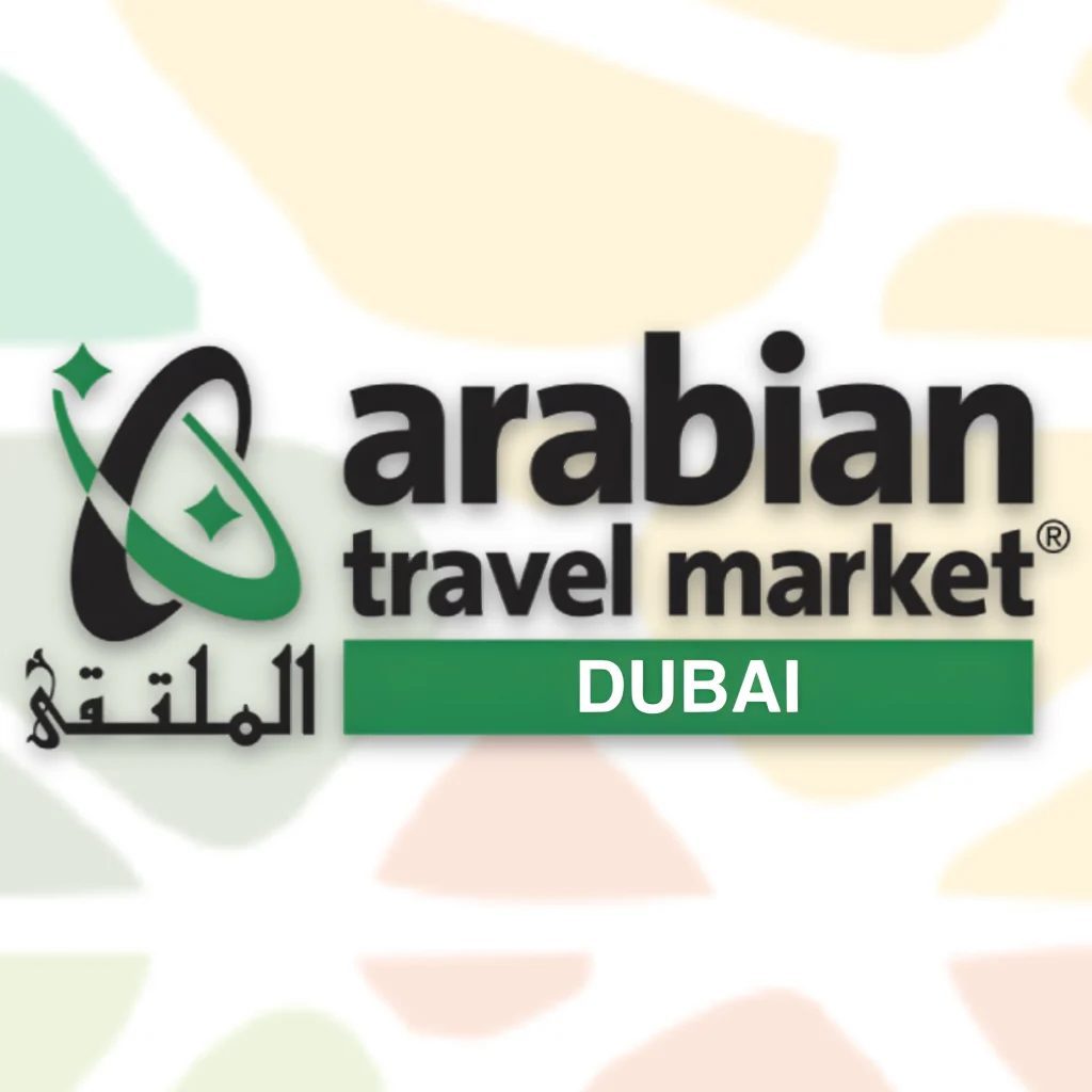This image represents the official logo of Arabian Travel Market Dubai.