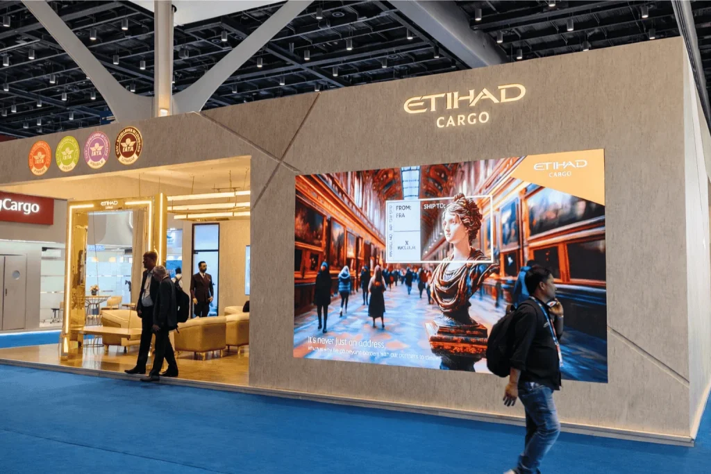 Modern exhibition stand at Air Cargo 2026 Mumbai, India by Interior Today