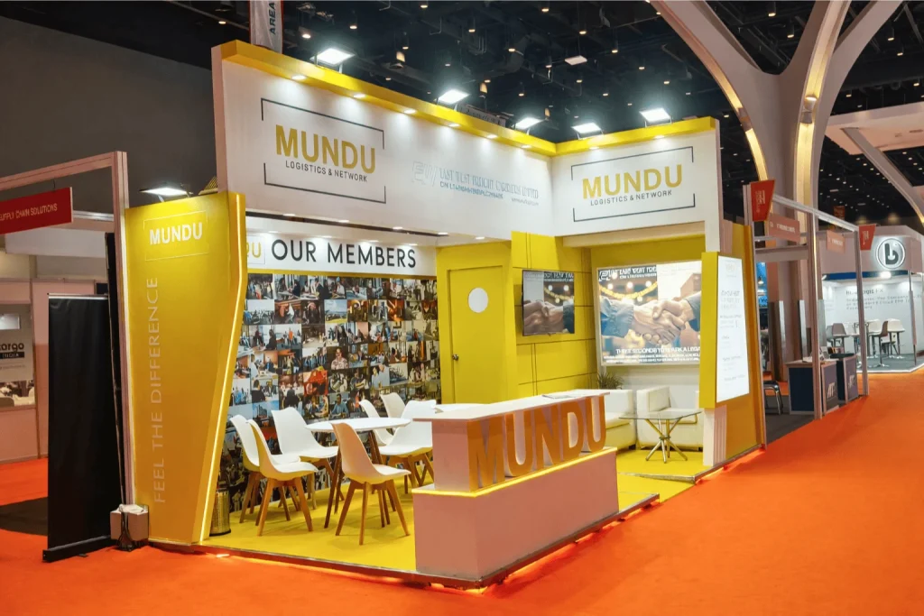Yellow Exhibition Booth Design in Air Cargo 2026 Mumbai, India by Interior Today