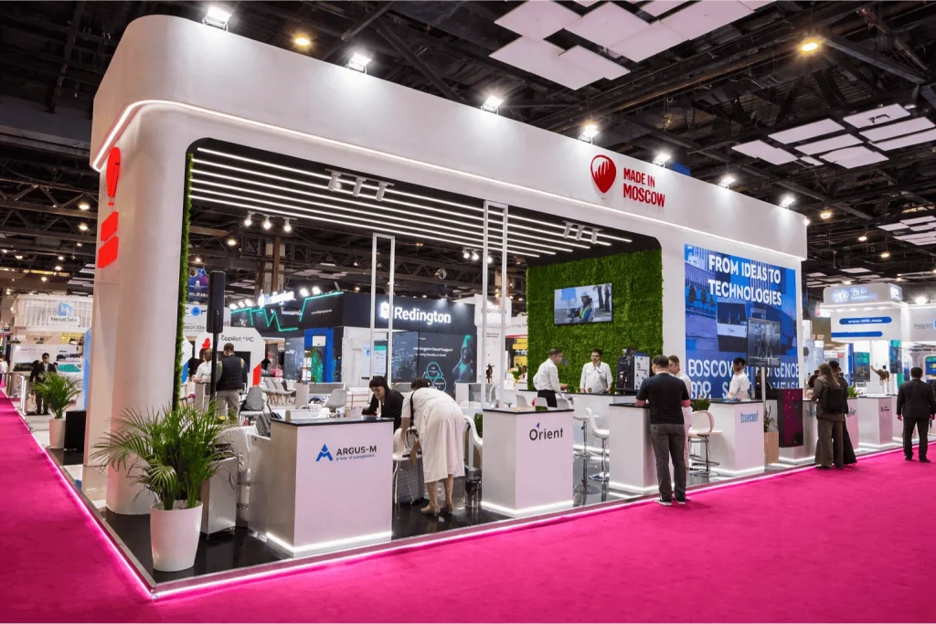 High-Quality Red and White Exhibition stand at Convergence India 2026 New Delhi by Interior Today