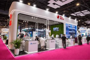 High-Quality Red and White Exhibition stand at Convergence India 2026 New Delhi by Interior Today