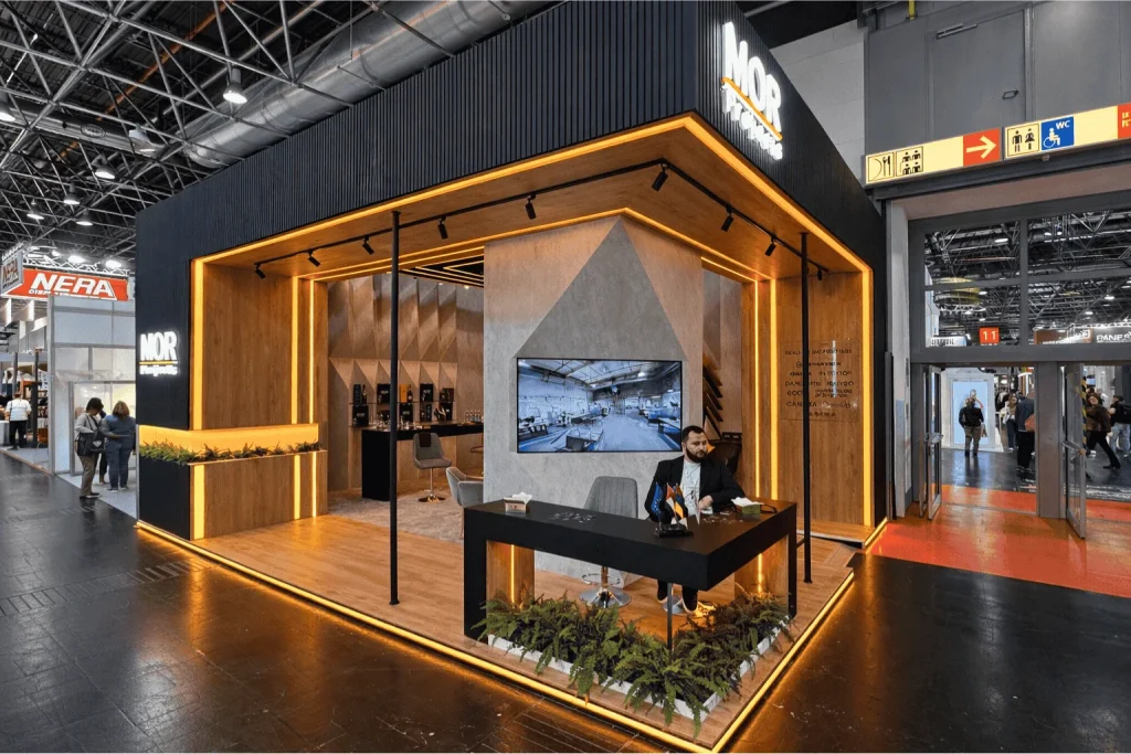 Modern black exhibition stand at EuroShop 2026 Düsseldorf, Germany by Interior Today
