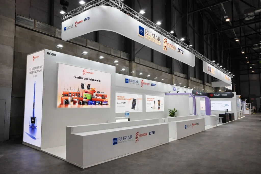 Multi brand exhibition stand design at Expodental 2026 Madrid, Spain by Interior Today
