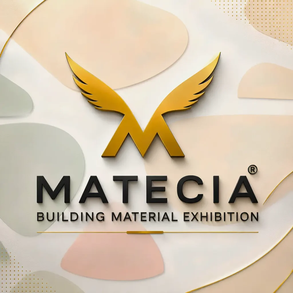 MATECIA 2026 building material exhibition in Delhi, India, showcasing architecture, interior products, construction materials, and building solutions